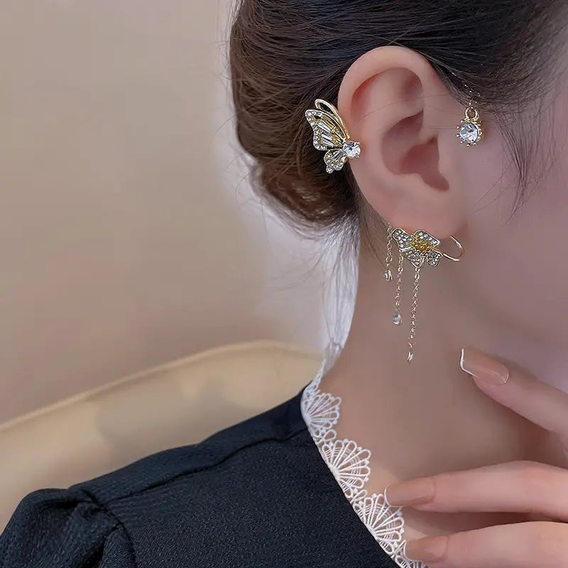 Boucles d'oreilles papillon en zircon brillant pour femme (Niger)