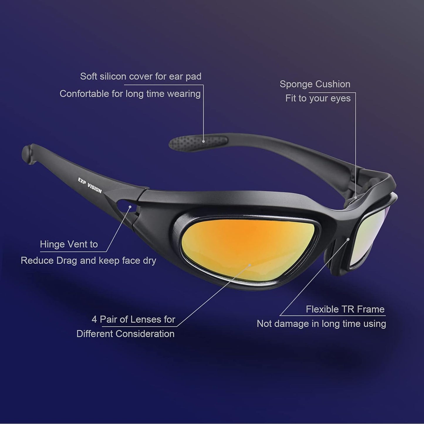 Lunettes tactiques polarisées 4 en 1 (Chad)