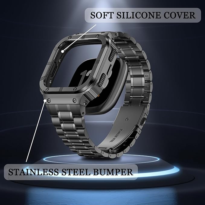Bracelet et robuste en acier inoxydable et boîtier de montre (Chad)