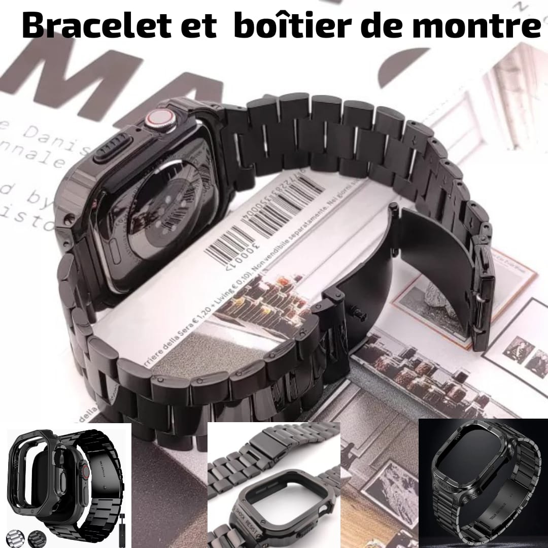 Bracelet et robuste en acier inoxydable et boîtier de montre (Chad)