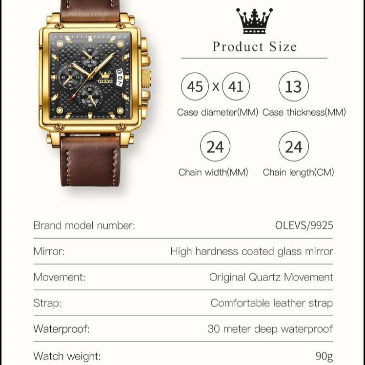Montre carrée tendance pour homme (Gabon)
