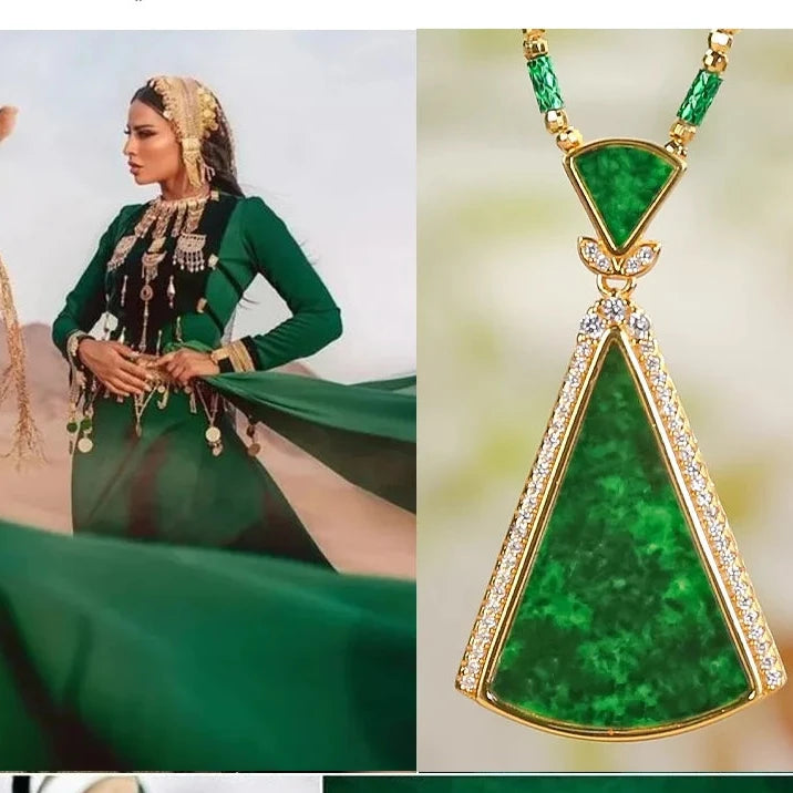 Pendentif émeraude en forme de secteur circulaire (Niger)