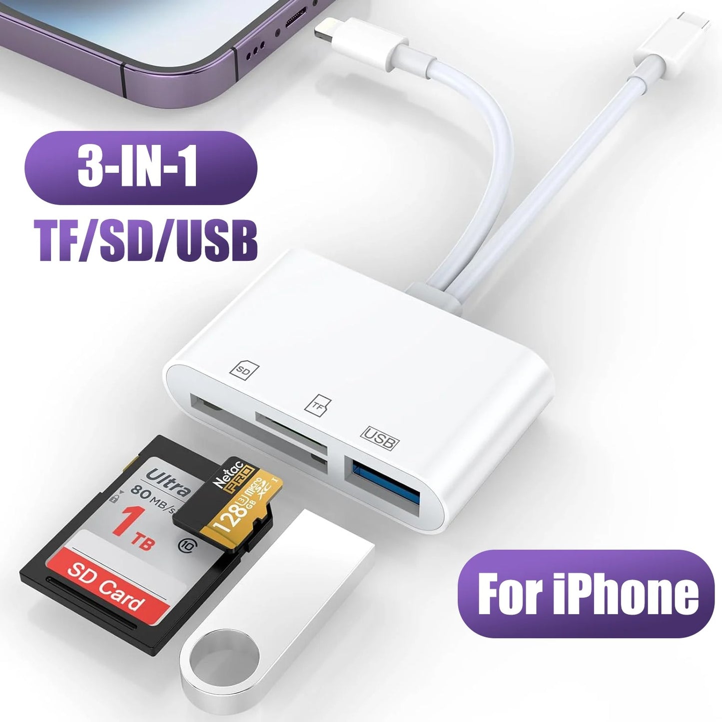 Lecteur de cartes USB C 3 en 1 (Benin)