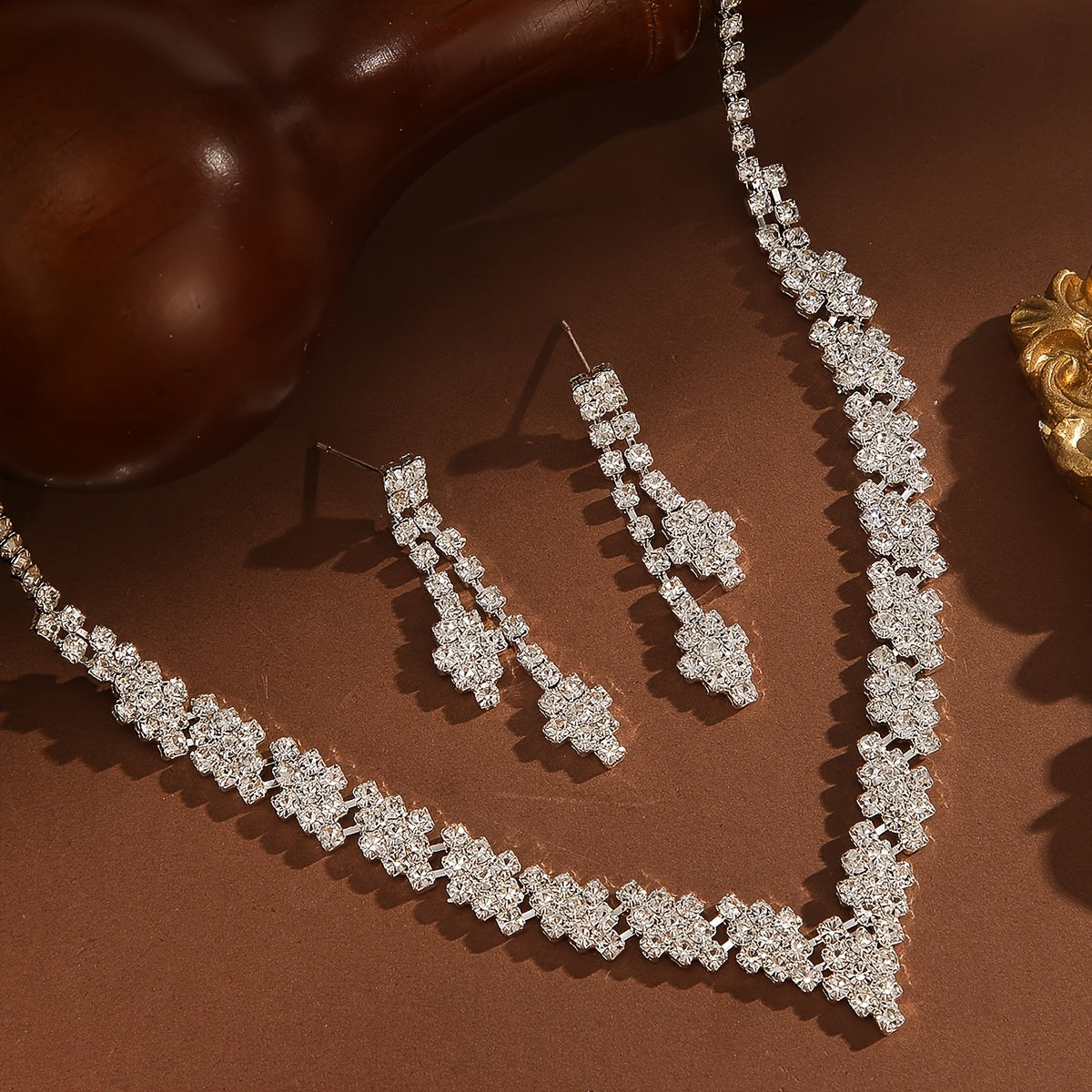 Ensemble de bijoux de mariage collier et boucles d'oreilles (Mali)