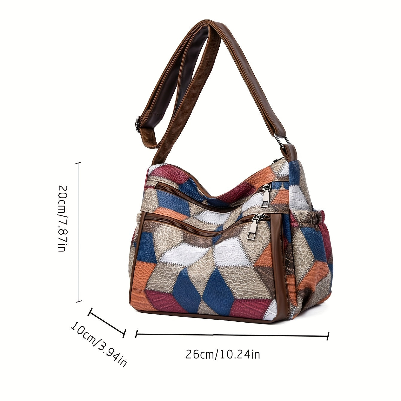 Sac bandoulière patchwork géométrique pour femme (Benin)