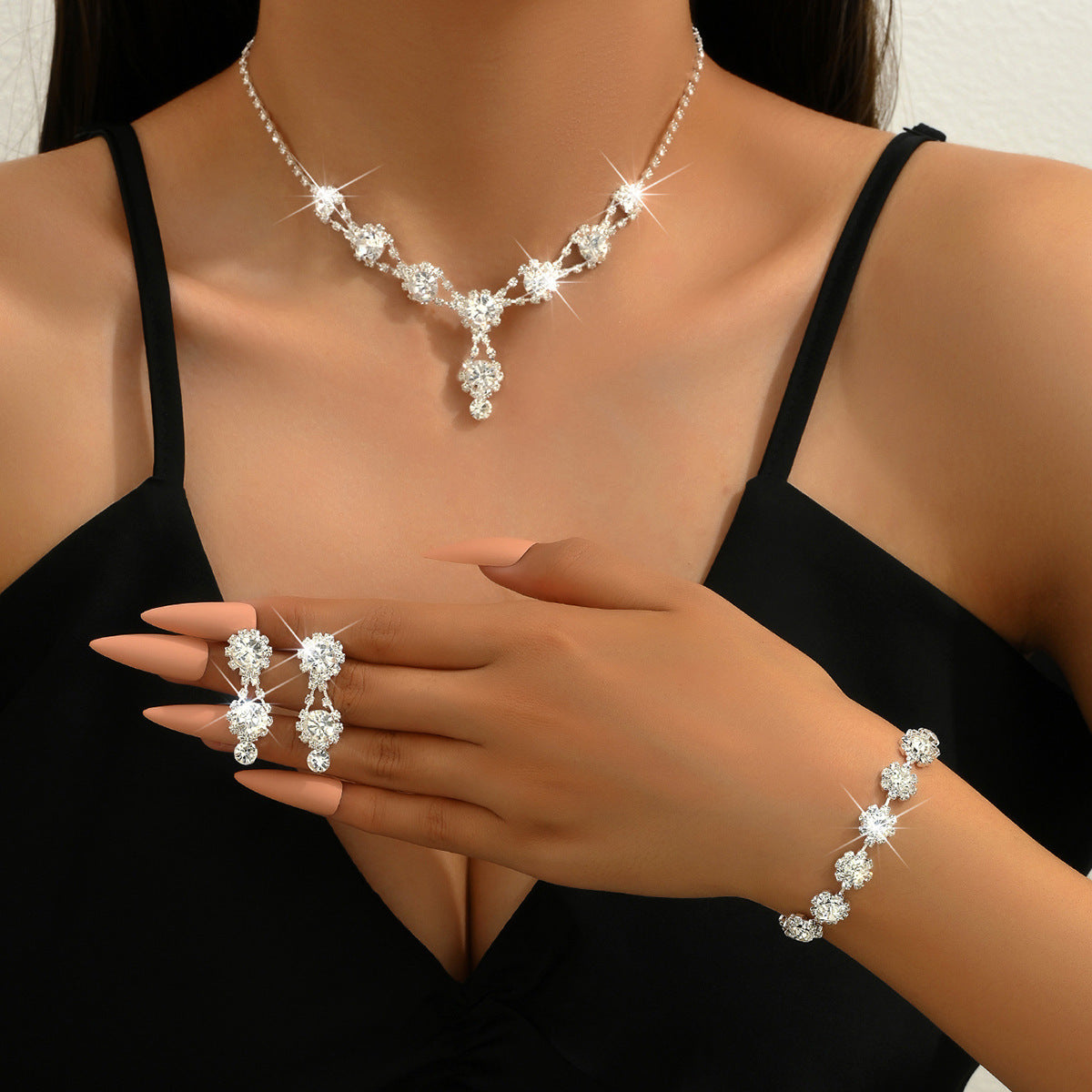 Ensemble de bijoux élégant en strass 3 pièces (Sénagal)