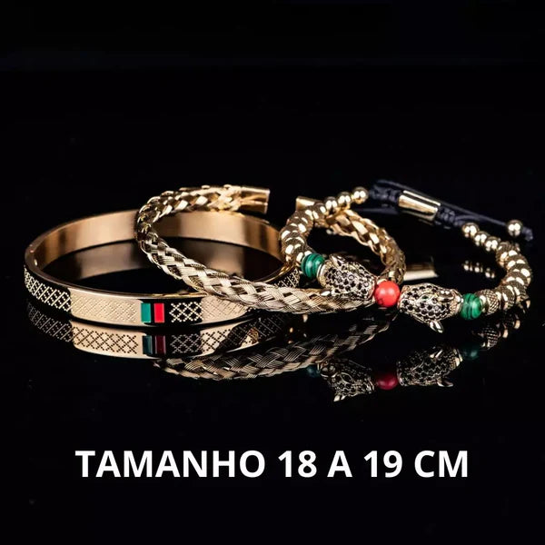 Ensemble de 3 bracelets de luxe dorés pour hommes (Gabon)