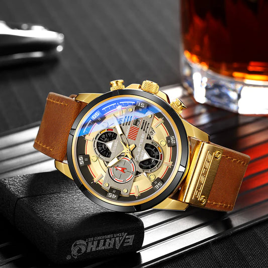 Montre Olense avec bracelet en cuir de haute qualité (Benin)