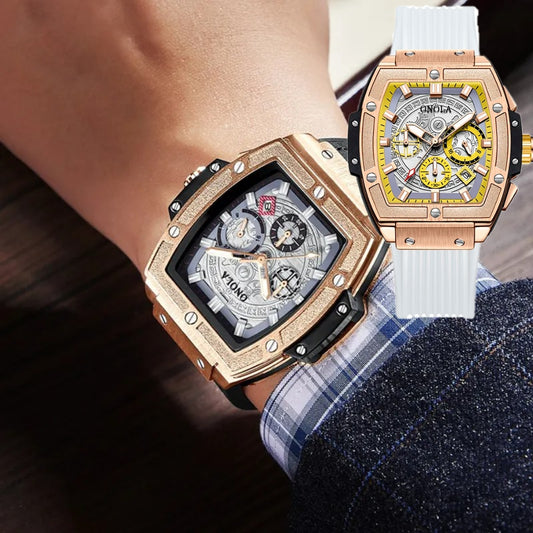 Montre Onola en forme de tonneau pour hommes (Benin)