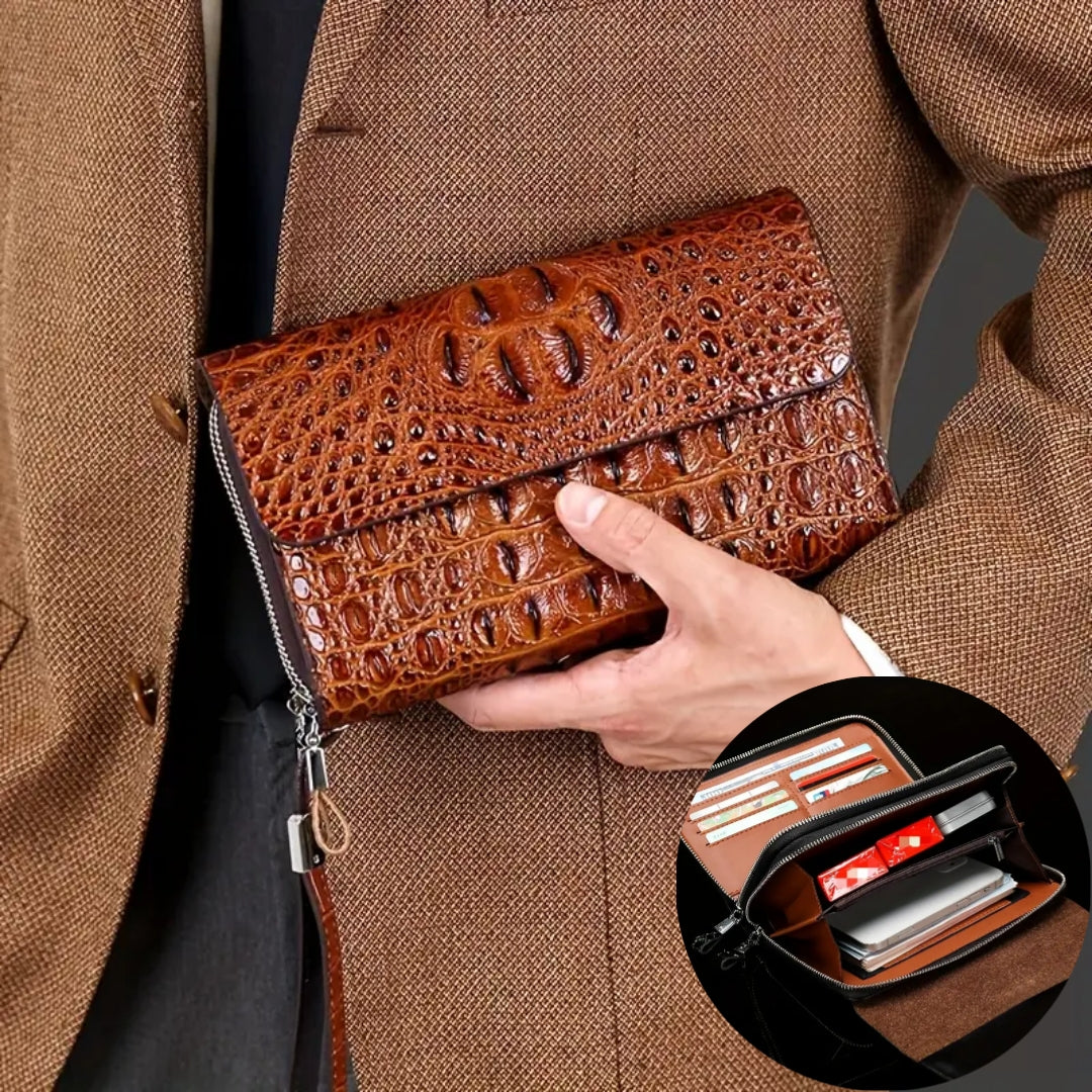 Pochette homme en cuir crocodile (Cameroun)