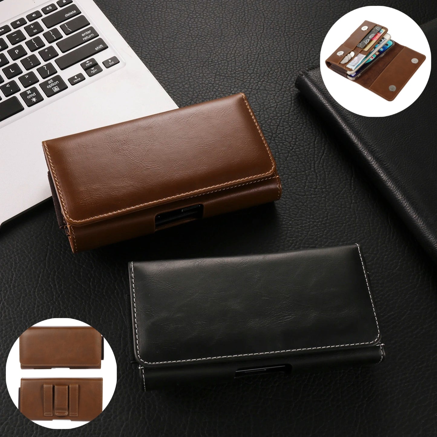 Étui double en cuir avec clip ceinture (Congo)