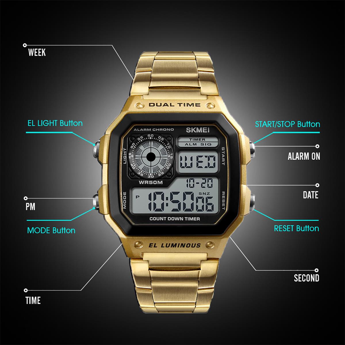 Montre numérique intelligente dorée (Mali)