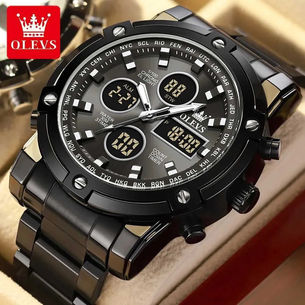 Montre de luxe à complication numérique OLEVS pour hommes (Chad)