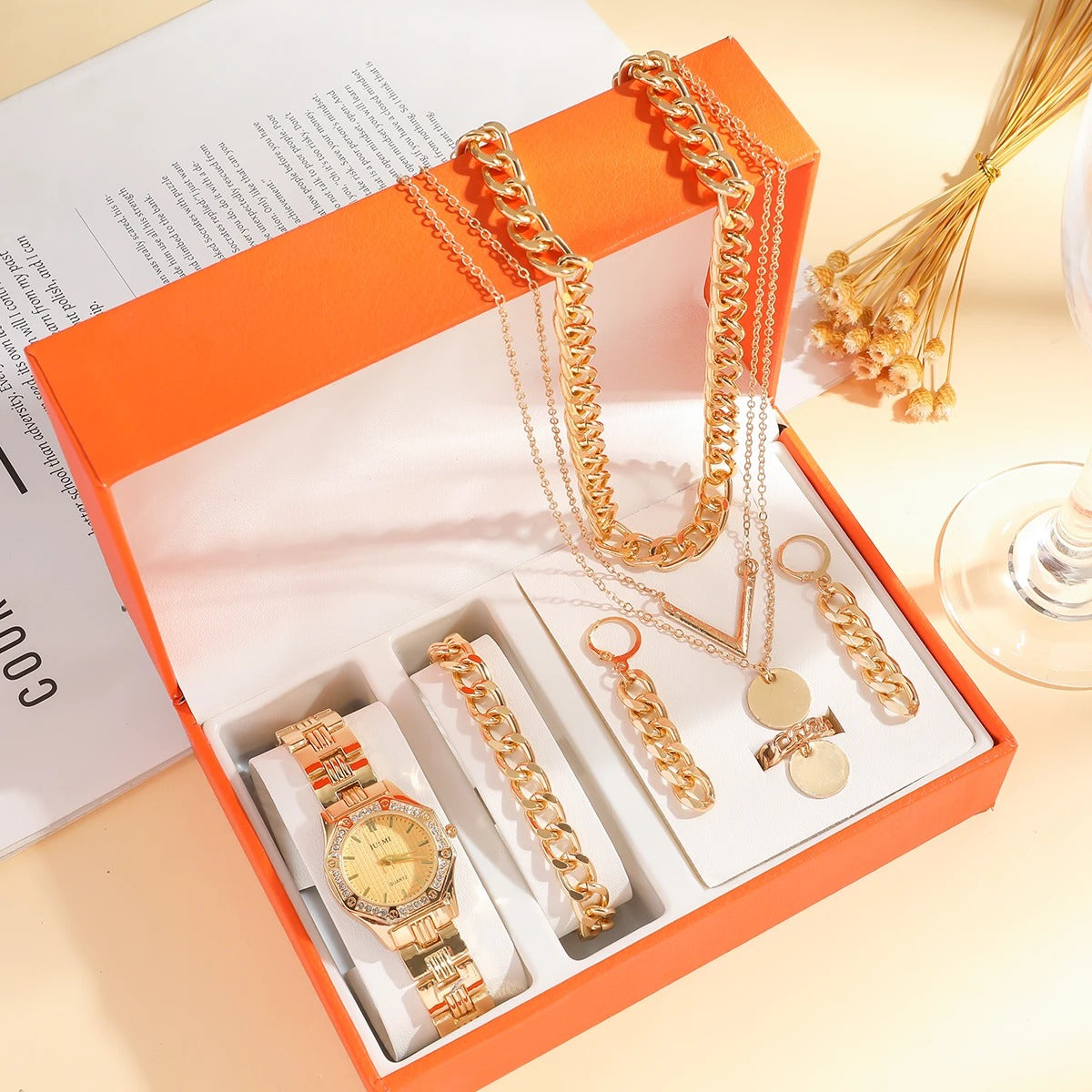 Ensemble montre et bijoux plaqués or (Congo)