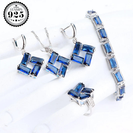 Ensemble de bijoux en zircon bleu (Benin)