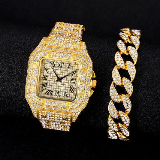Montre en or glacé avec bracelet (Benin)