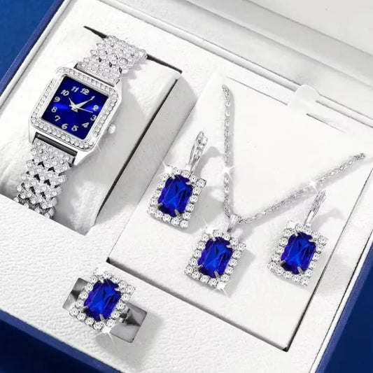 Coffret de montre avec cadran bleu et bijoux (Benin)