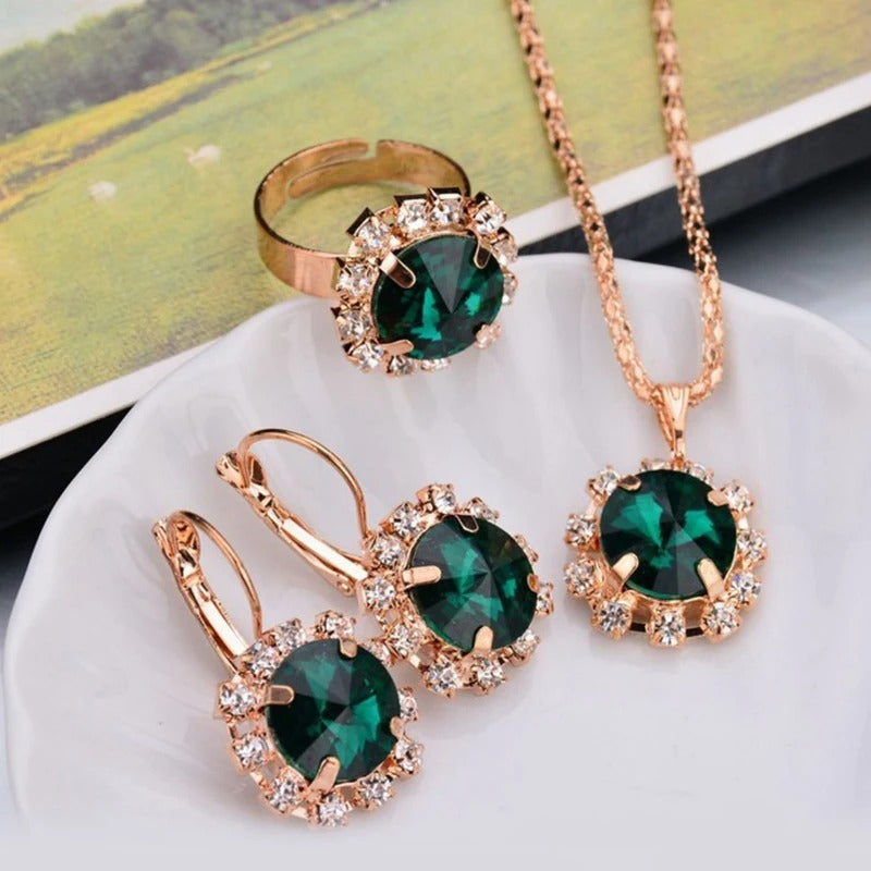 Ensemble de 6 pièces de montre à quartz verte de luxe pour femme (Mali)