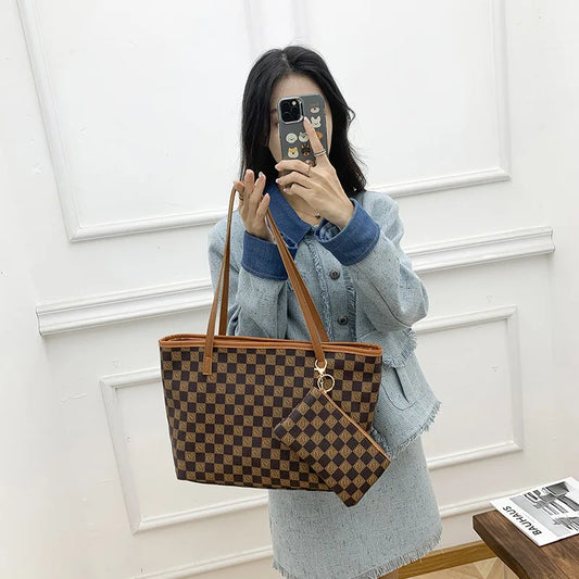 Sac à main Vintage à carreaux 2 pièces (Cameroun)