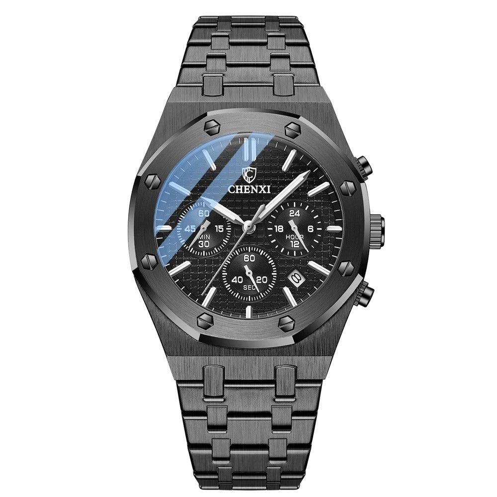 Montre à quartz en acier noir pour homme (Burkina Faso)