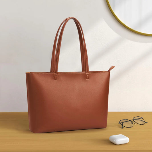 Grand sac décontracté en similicuir marron (Chad)