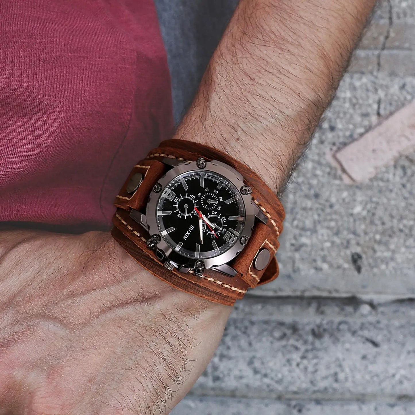 Montre bracelet vintage cuir homme (Benin)