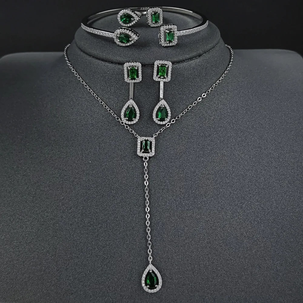 Ensemble de bijoux 3 pièces vert et argent (Congo)