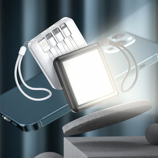 Powerbank avec câbles intégrés et LED puissante (Benin)