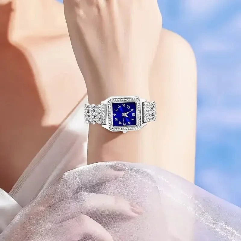 Coffret de montre avec cadran bleu et bijoux (Congo)