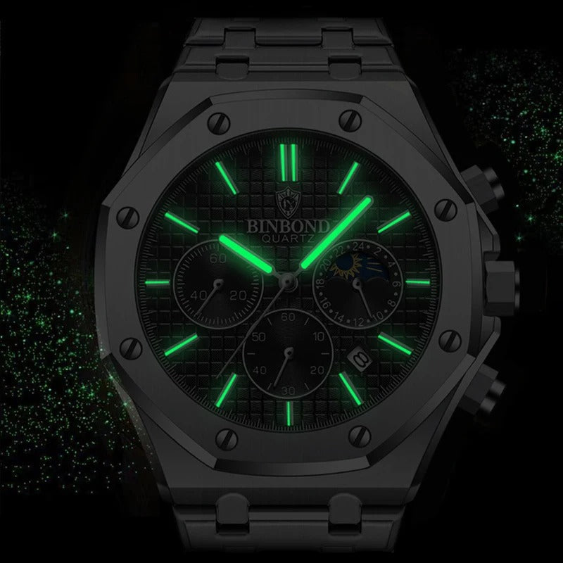 Montre à quartz en acier noir pour homme (Côte d'Ivoire)