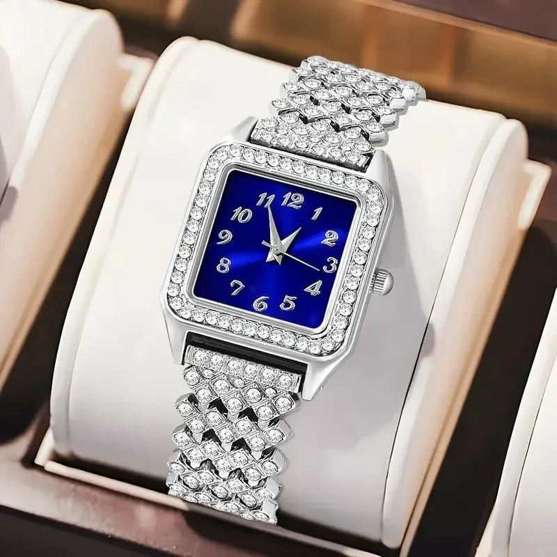 Coffret de montre avec cadran bleu et bijoux (Congo)